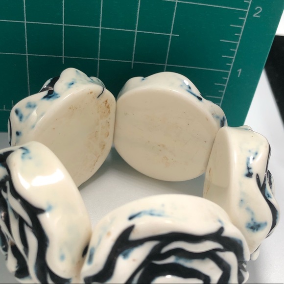 Stretch Bracelet Blue Floral Flower Statement - Picture 8 of 9